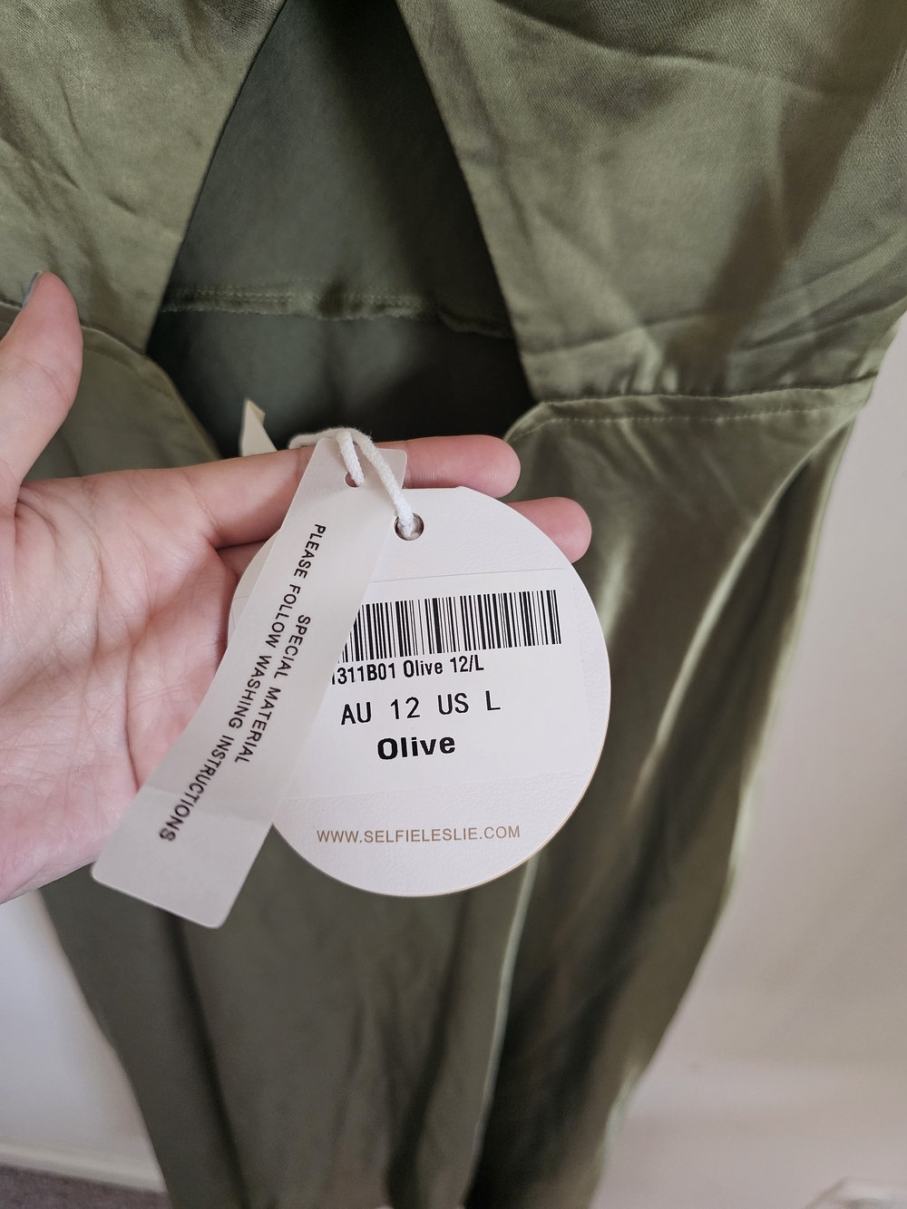 Selfie Leslie Olive Green Satin Midi Dress - Picture 5 of 9